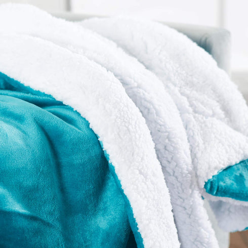 50 60 inches, Genteele Sherpa Throw Blanket Super Soft Reversible Ultra Luxurious Plush Blanket, x Teal/White