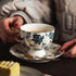 KAMMAK Set 2, 6.8-Ounce Tea Cups and Saucers of Porcelain Coffee Cups, Stackable Espresso Mugs, Ceramic Demitasse