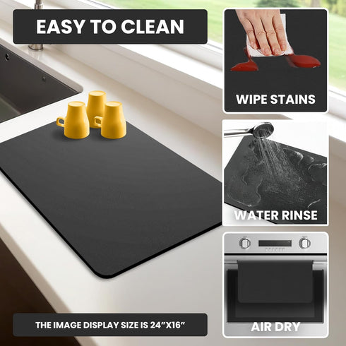 12" 18" Countertops Counter Dish Drying Mat Super Absorbent x Coffee Mat for Non-Slip Drying Mat for Kitchen Easy