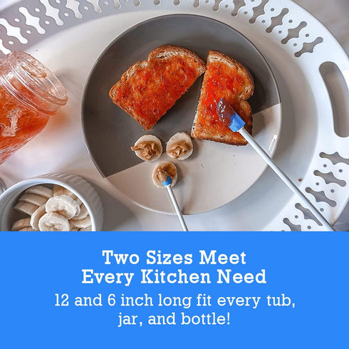 Spatty Daddy Kitchen Spatula Set (6 and 12 Inch Blue) - Shark Tank Mom Made for Scraping Last Drops from Jars