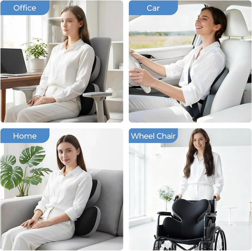 BEBAS Lumbar Support Pillow for Car, Ergonomic Memory Foam Back Cushion for Driving, Lower Back Support for Pain