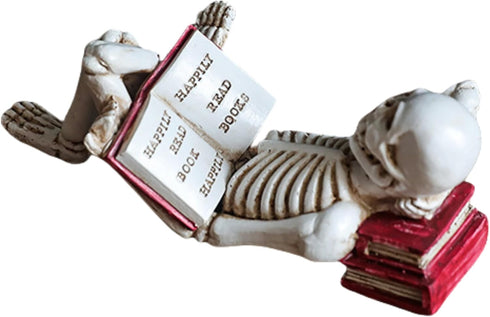 Halloween Skull Statue Decor,Reading Women Thinker Statue,Modern Bookshelf Decor,Halloween Figurines Home Decorative,Room