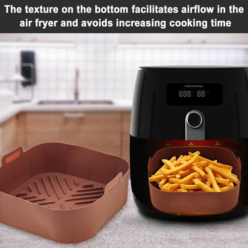 Air Fryer Silicone Liners 2Pcs - Square 8.2inch Reusable Liners for 4-8 QT Air Fryer Basket Accessories