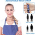 Aprons for Women, Adjustable Floral Cotton Kitchen Apron with 2 Pockets for Cooking, Baking, Chef, Artist (Blue Floral)