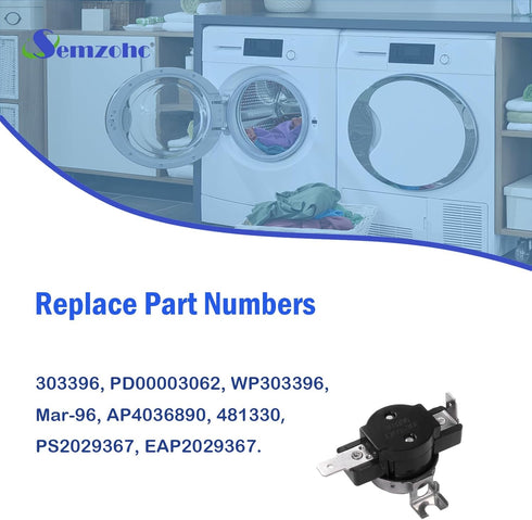 303396 Dryer High Limit Thermostat L200-30F, Compatible with May-tag Dryer Replacement Parts