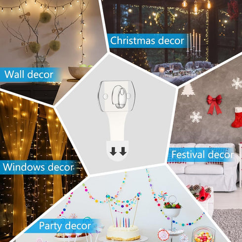 Ainiv 3-Packs 60 60 Indoor Mini Light Clips, Damage Free Hanging Christmas String Light Hooks with Adhesive Strips