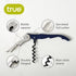 True Brands TrueTap Double Hinged Waiters Corkscrew - Top-notch Stainless Steel Opener with Foil Cutter, Navy Blue, Set
