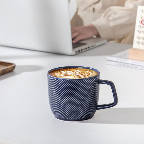 32 oz Extra Large Ceramic Coffee Mug: Oversized Soup Bowl with Handle for Cereal Tea Ice Cream - Navy Microwave Safe