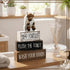Moucuny 4 Set Pcs Highland Cow Bathroom Decor Funny Rustic Wooden Tiered Tray Signs with Highland Cow Toilet Figurine