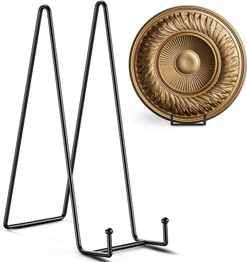 TR-LIFE 12 Inch Plate Stands for Large Heavy Duty Display, Metal Picture Frame Holder + Table Top Easels