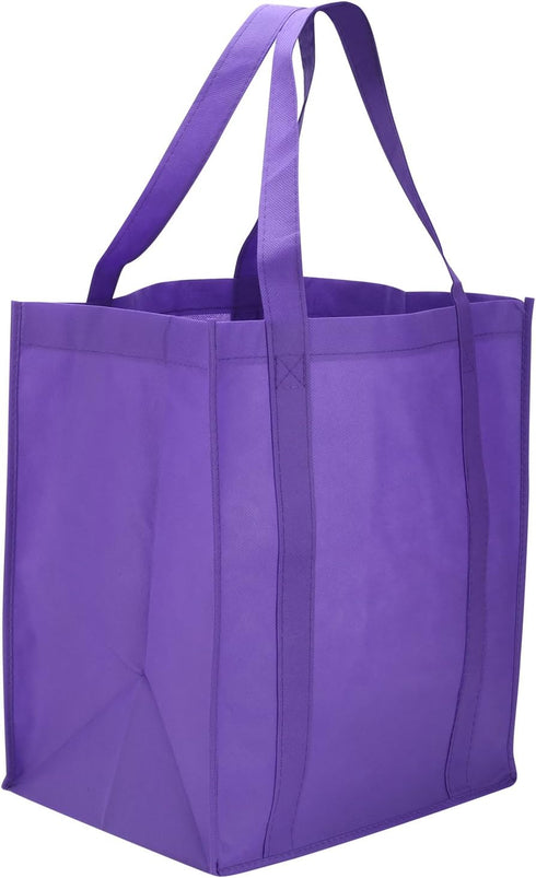 Reusable Reinforced Handle Grocery Tote Bag - Large (10 Pack) - Purple