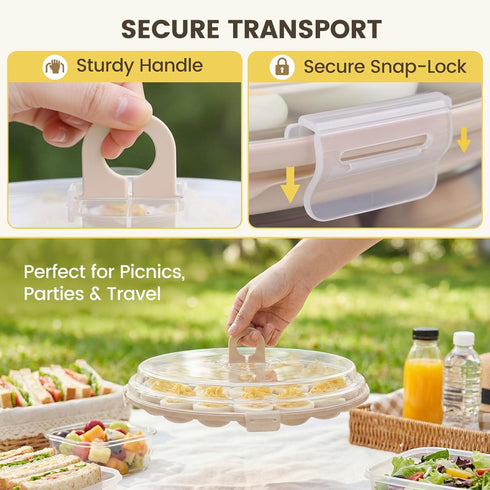 22 HAKSEN Deviled Egg Containers with Lid, Portable Deviled Egg Platter Carrier Holder Trays with Slots for Holiday