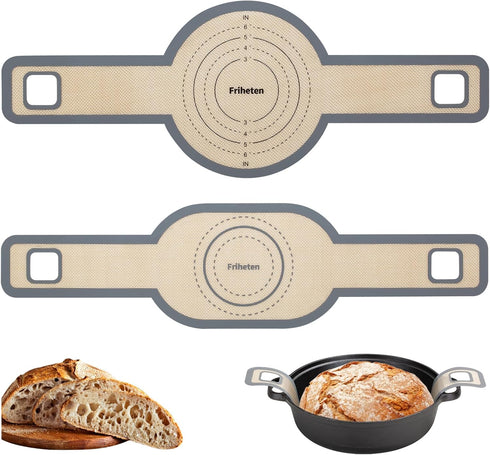 Sourdough Silicone Bread Sling - Oval and Round Non-Stick Baking Mat for Dutch Oven with Extra Long Handles