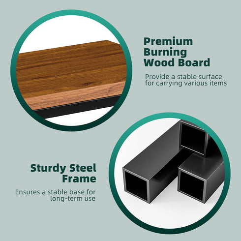 Ekisemio C Table for Sofa, C Shaped End Table with Metal Frame, Small Side Table for Couch, TV Tray for Living Room