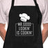 Rosoz Funny BBQ Black Chef Aprons for Men, Adjustable Kitchen Cooking Aprons with Pocket