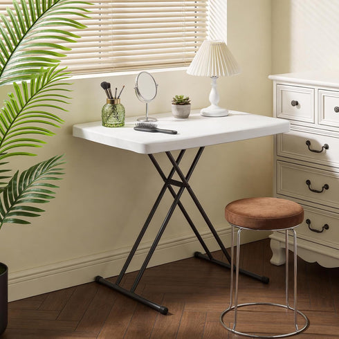 30in Folding Table, Portable Picnic Table with Adjustable Height, Foldable TV Tray Table & Laptop Desk for Small