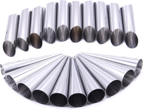 Stainless Steel Cream Horn Molds, 21 Pcs Cannoli Form Tubes and Croissant Baking Molds with Cleaning Brush