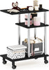 Furinno Turn-N-Tube C Shaped Side Table with Casters, Americano/Stainless Steel