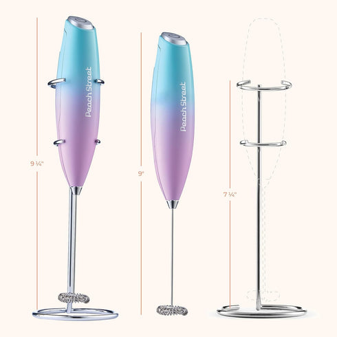 Powerful Handheld Milk Frother - Mini Milk Foamer, Battery Operated Stainless Steel Mixer with Frother Stand