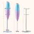 Powerful Handheld Milk Frother - Mini Milk Foamer, Battery Operated Stainless Steel Mixer with Frother Stand
