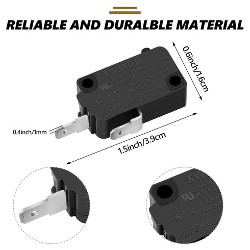 4 Pieces Microwave Oven Door Switches KW3AT-16 Switches Replacement Parts Compatible with SZM-V16-FD-63 SZM-V16-FA-63 3B73362F PS3522738, Switches 16 A and 125/250v, Normally Open
