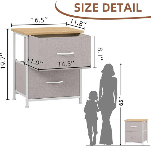 2 Closet Somdot Nightstand, Small Drawer Dresser End Table, Chest of Drawers, Bedside Table Night Stand End Table