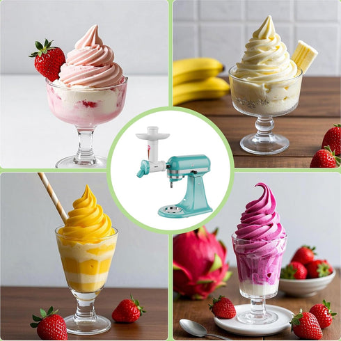 Frozen Dairy Free Ice Cream Maker Attachment for KitchenAid Stand Mixer, Yogurt and Sorbet Maker, Soft Serve Dessert