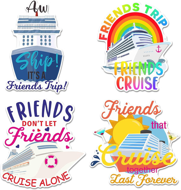 Hoteam 4 Pcs Large Cruise Door Decorations, Magnetic Friends Decor for Cruise Ship Cabin Stateroom