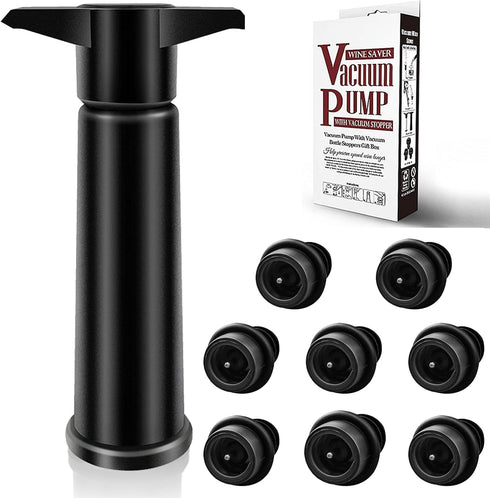 Wine Saver Pump with 8 Vacuum Wine Stoppers, Wine Bottle Stoppers with Food Grade Silicone Leak Proof