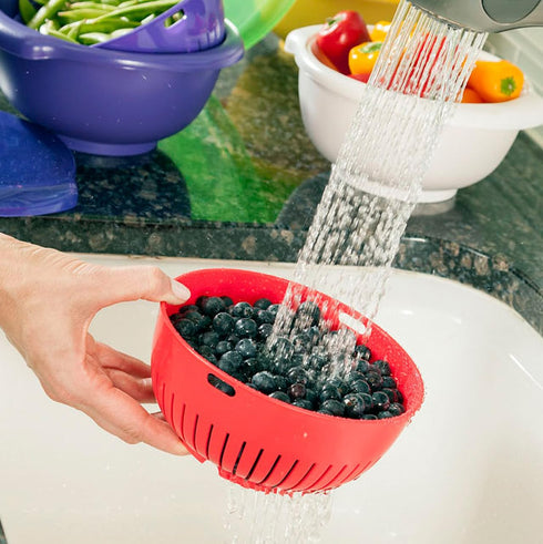 Hutzler 3-in-1 Berry Bowl Keeper, Colander & Container, 1 Quart Capacity (Green)