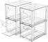 SUOXING 4 Pack Clear Stackable Storage Drawers,7.3 High Large Baby Bottle Organizer,Bathroom