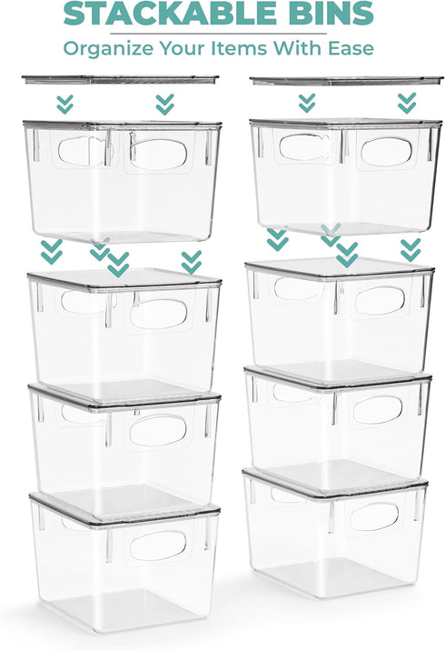 Sorbus Medium Clear Plastic Storage Bins - Stackable Storage Bins with Lids for Clothes, Medicine, Makeup, and Toys