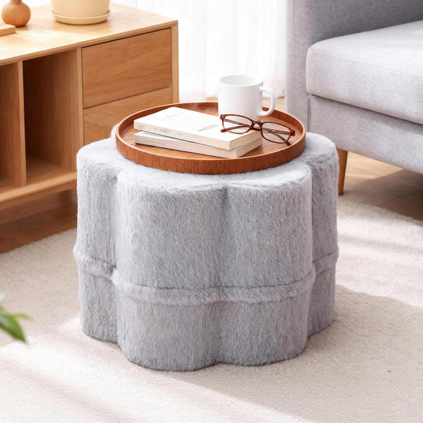 Tiita Floral Pouf Ottoman, Foot Stools Ottoman with Foam Chunk Filling, Puff