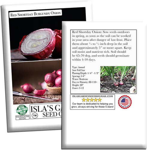 300+ Bulbs Red Shortday Burgundy Onion Seeds Heirloom Non-GMO Seeds by Islas Garden Seeds, Sweet Mild Burgundian