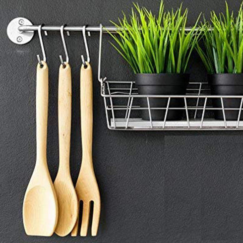 YourGift 20 Pack Flat S Hooks - Stainless Steel 3 inches S Shaped Hanging Hooks for Kitchen, Bathroom, Office