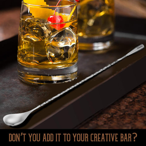 Hiware 12 Inches Stainless Steel Mixing Spoon, Spiral Pattern Bar Cocktail Shaker Spoon