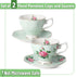 BTaT Floral Tea Cups and Saucers Set of 2, 8oz Coffee Cups with Gold Trim, British Tea Cups