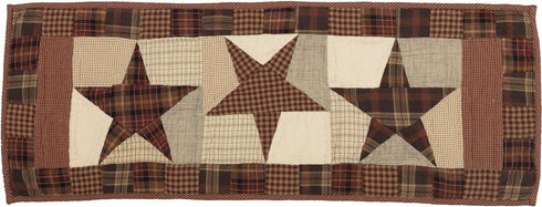 VHC Brands Abilene Country Red Independence Day Patchwork Rect Star Quilted Runner 13x36