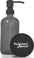 Gray Soap Dispenser with Black Pump, Non-Slip Coaster, Semi Translucent Smokey Grey 16oz Glass Bottle