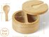 OUTNILI 2-Compartment 6 oz Salt Box with Lid and Spoon, Bamboo Salt Cellar with Swivel Lid, Salt and Pepper Bowls