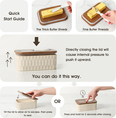 Countertop, Butter Dish with Lid, Ceramic Butter Dish for Airtight Butter Keeper with Knife, Butter Storage, Kitchen