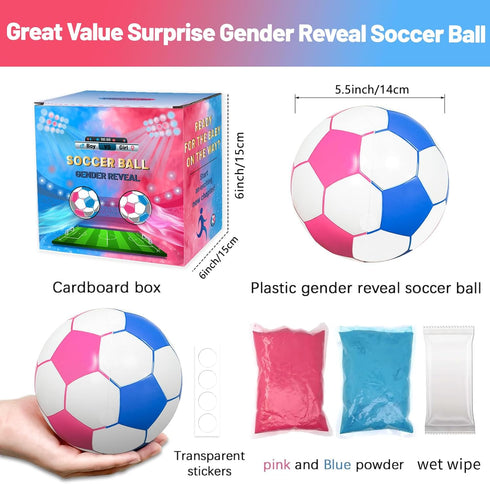 LyingMonkey 2 Gender Reveal Soccer Ball with Blue and Pink Powder, Gender Reveal Ideas for Baby Boy or Girl, Revelacion