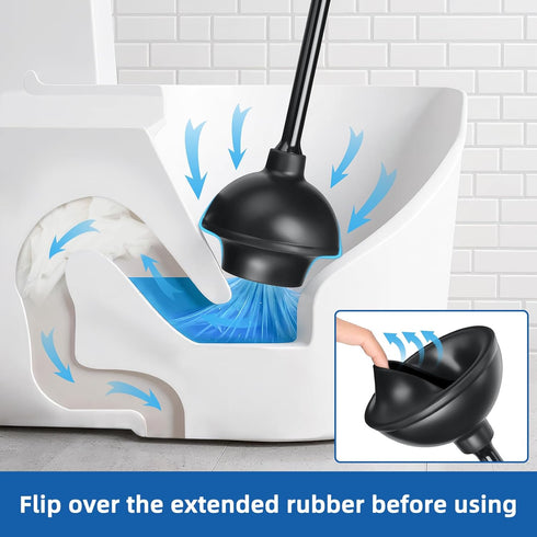 Set 2-in-1 (Pack 2) Qaestfy Toilet Plunger and Brush for Bathroom Cleaning, Long Handle Toilet Bowl Brush with Stiff