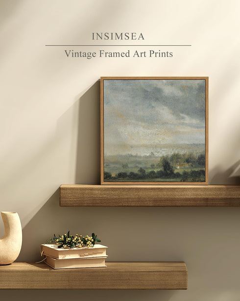 InSimSea Square Framed Canvas Wall Art, Landscape Room Decor Scenery Sky Grassland Canvas Oil Painting Home Decor, Wall Art Prints Decor for Living Room, Bedroom, Bedroom, Office 12"x12"