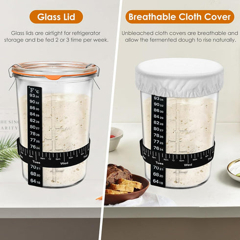 27oz TOKPELA Sourdough Starter Jar Glass, Wide Mouth Sourdough Starter Jars, Sourdough Starter Kit with Wooden Spoon