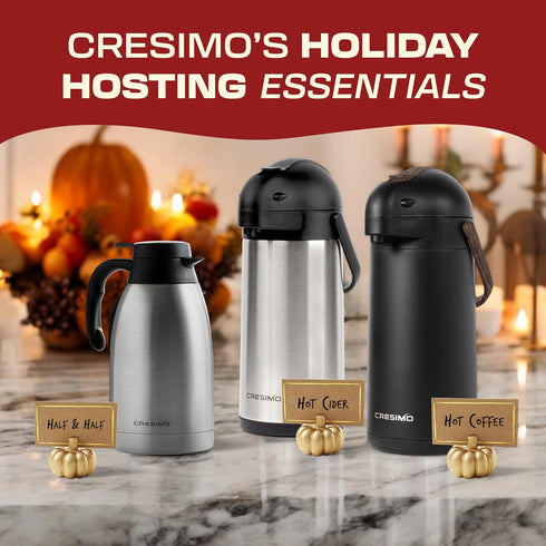 Thermal Coffee Carafe 68oz / 2L, Insulated Stainless Steel Dispenser for Hot Beverages, Ideal for Parties