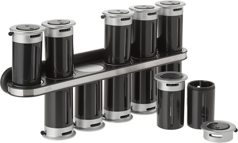 ZevrO Set 12 Zero Gravity Wall-Mount Magnetic Spice Rack, Black/Silver
