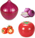 Vegetable and Fruit Storage Containers for Refrigerator, Pack of 2 Tomato and Onion Shaped Food Storage with Lids