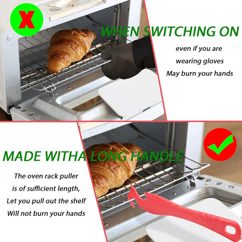 Oven Rack Push Pull Tool 2-Pack, 11 Inch Puller Stick Tool, Longer Handle for Oven, Toaster Oven, Air Fryer