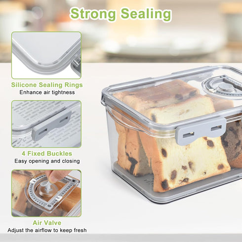 2 Counter OTraki Bread Storage Container Pcs Bread Boxs for Kitchen Bread Saver Container Airtight Homemade Bread Loaf